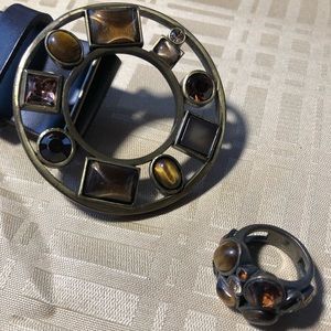 GEMSTONE DESIGNER BELT & MATCHING RING - NOT China